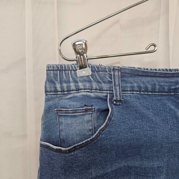 Blue Denim A-Line Midi Skirt Boho Faded Classic L - Picture 3 of 13